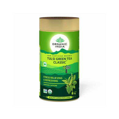 4803〓  Special Price 〓 TULSI GREEN TEA CLASSIC TIN 100G【ORGANIC INDIA】<br>トゥルシー グリーンティー クラシック 缶100g　オーガニックインディア