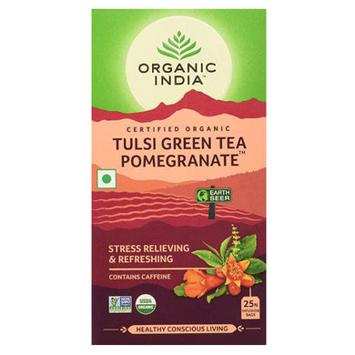 4814〓 Special Price 〓<br>TULSI GREEN TEA POMEGRNATE 25 Tea Bags【ORGANIC INDIA】<br>トゥルシー ザクロ ティー 25袋<br>オーガニックインディア