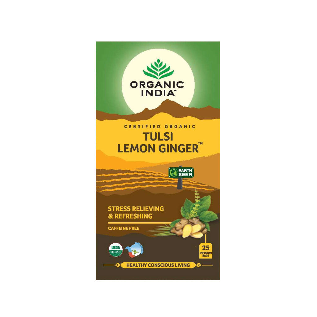 TULSI GREEN TEA LEMON GINGER 25 Tea Bags【ORGANIC INDIA】