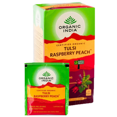 ・〓 Special Price 〓<br>TULSI RASPBERRY PEACH TEA 25 Tea Bags【ORGANIC INDIA】<br>トゥルシー ラズベリーピーチティー 25袋<br>オーガニックインディア